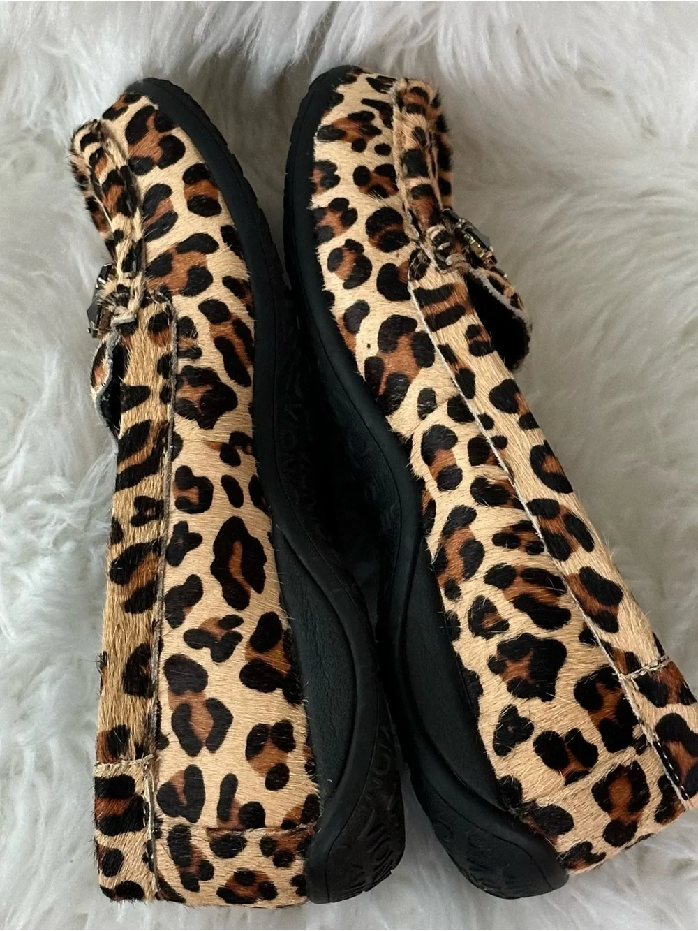Vionic Leopard Print Jeweled Flats - Black, Tan